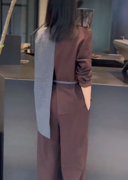 Patchwork Set Asymmetrical Two Lace Pieces Coffee Cotton Up New FashionChic