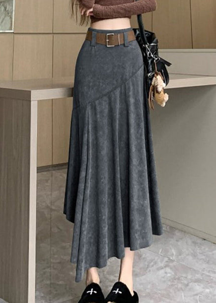 New Line Summer Coffee Asymmetrical A Skirts Wrinkled FashionChic