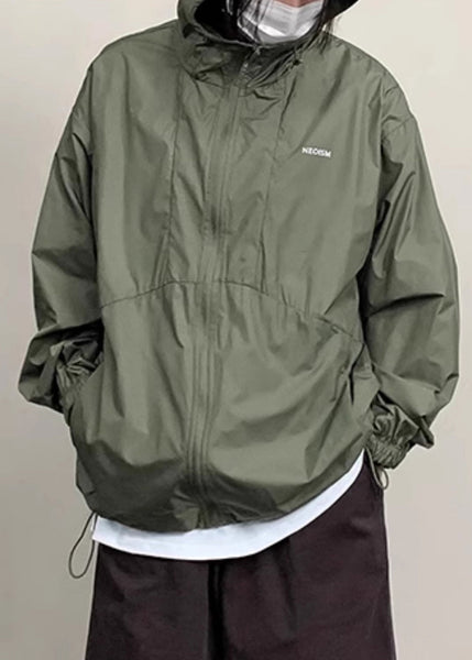 Coffee UPF New Pockets Zippered 50+ Thin Hooded Men Coat FashionChic