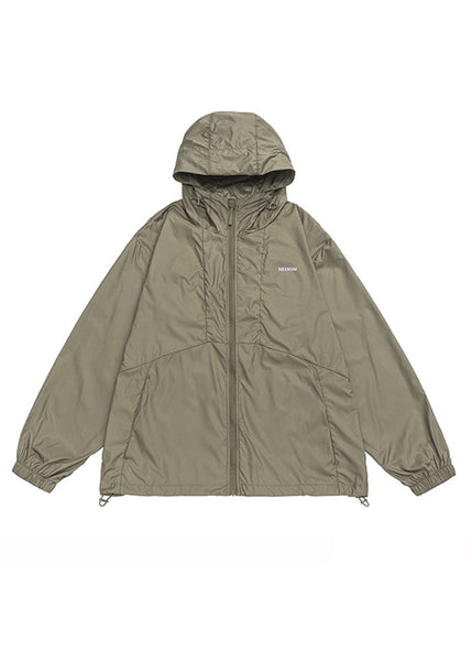 Coffee UPF New Pockets Zippered 50+ Thin Hooded Men Coat FashionChic