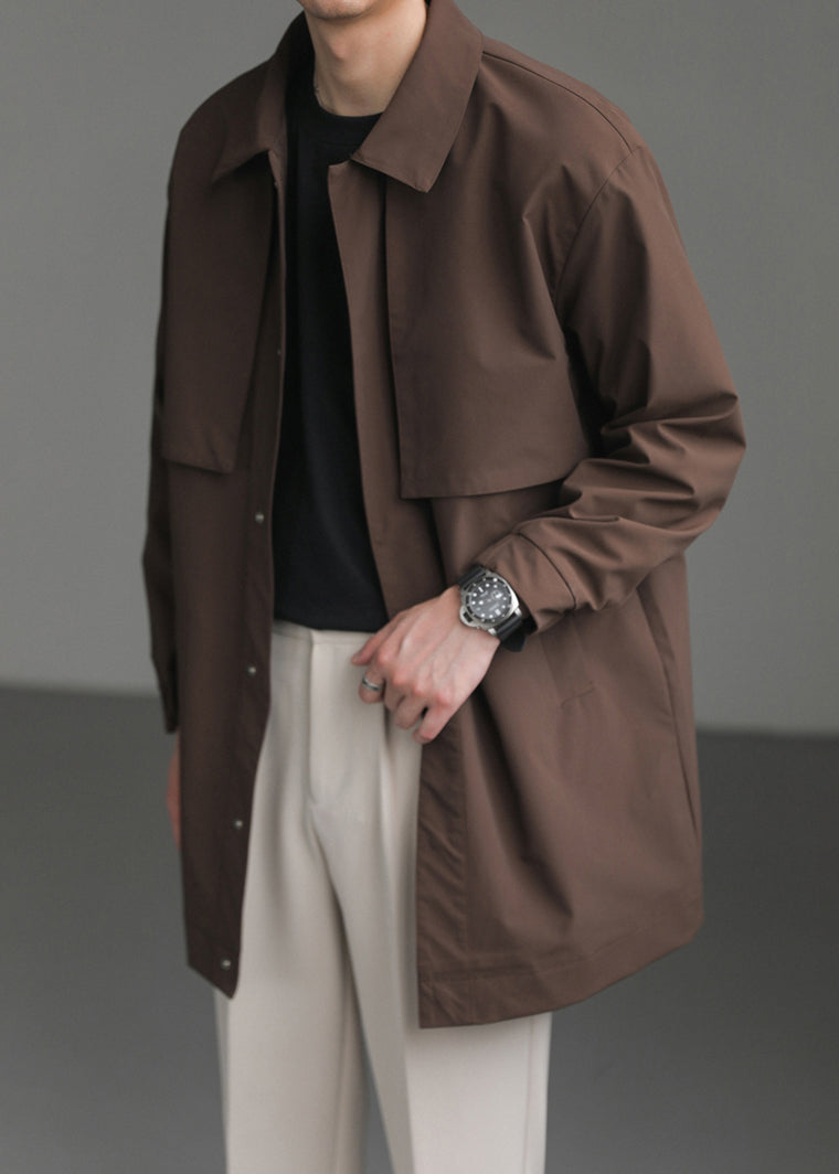 New Coffee Peter Pan Collar Button Cotton Mens Coats Spring YQ007 ABC