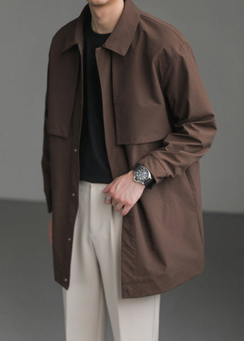 New Coffee Peter Pan Collar Button Cotton Mens Coats Spring YQ007 ABC