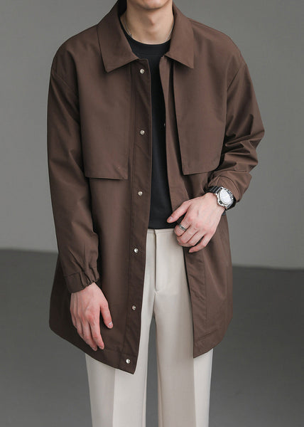 New Coffee Peter Pan Collar Button Cotton Mens Coats Spring YQ007 ABC