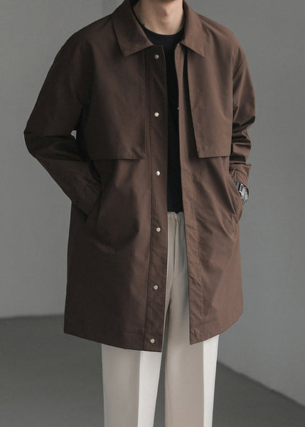 New Coffee Peter Pan Collar Button Cotton Mens Coats Spring YQ007 ABC