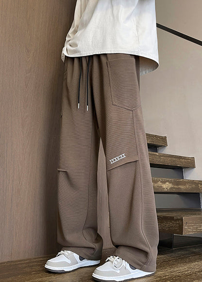 Coffee Pants New Warm Elastic Fleece Waist Pockets Men Spring FashionChic