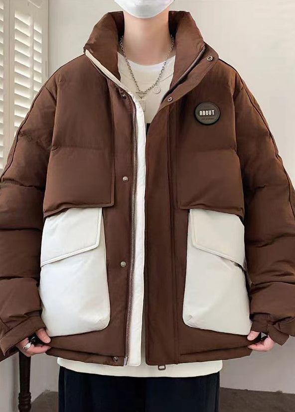 New Coffee Pockets Oversized Patchwork Duck Down Men Down Coats Winter RM009 ABC