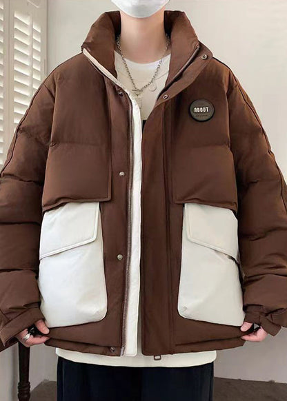 New Coffee Pockets Oversized Patchwork Duck Down Men Down Coats Winter RM009 ABC