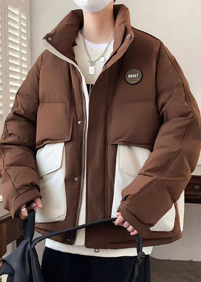 New Coffee Pockets Oversized Patchwork Duck Down Men Down Coats Winter RM009 ABC