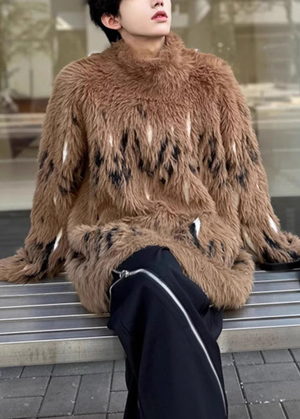 New Coffee Turtleneck Thick Mink Velvet Men Sweaters Winter RC029 ABC