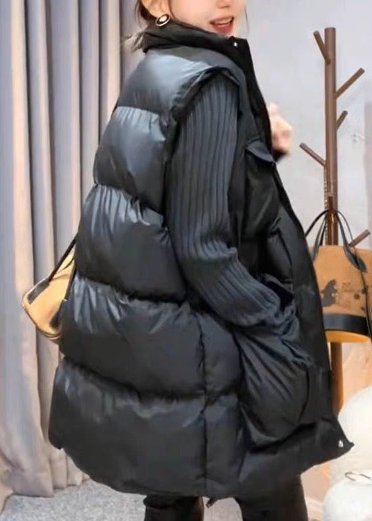 New Coffee Zip Up Pockets Patchwork Fine Cotton Filled Vest Sleeveless TD035