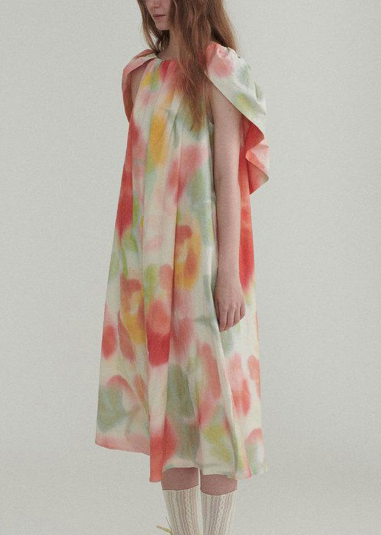 New Colorblock Ruffled Print Linen Dress Summer XX045 SH-LF-SDL240611