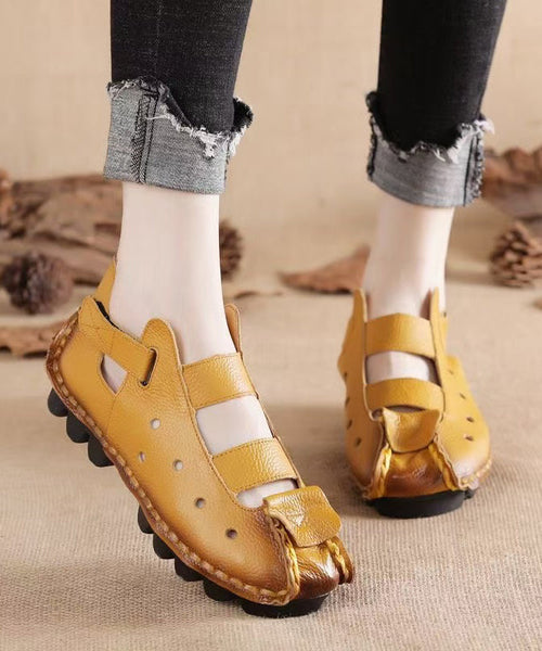 Hollow Flat New Sandals Comfortable Yellow Out Splicing FashionChic