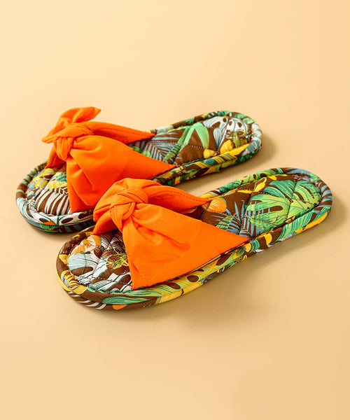 Green Bow Slippers Shoes New Comfy Splicing Fabric Cotton FashionChic