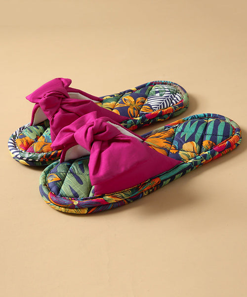 Green Bow Slippers Shoes New Comfy Splicing Fabric Cotton FashionChic