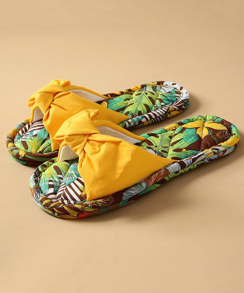 Green Bow Slippers Shoes New Comfy Splicing Fabric Cotton FashionChic