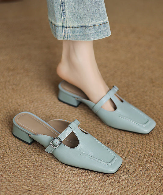 Chunky Sheepskin New Splicing Slide Comfy Sandals Blue FashionChic