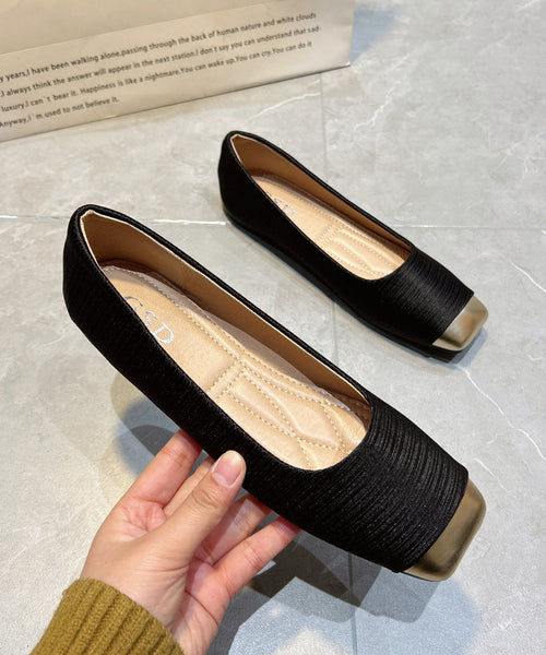 Flat Comfy Apricot Silk Shoes New Versatile Splicing Feet FashionChic