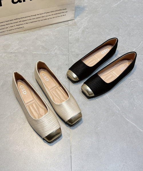 Flat Comfy Apricot Silk Shoes New Versatile Splicing Feet FashionChic