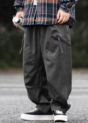 Zip Cotton Pockets Up Spring Men Dark Pants Gray New FashionChic