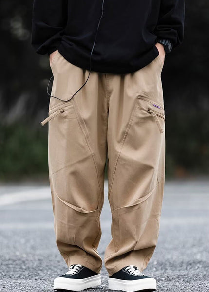 Zip Cotton Pockets Up Spring Men Dark Pants Gray New FashionChic