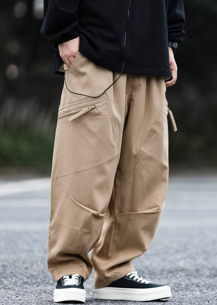 Zip Cotton Pockets Up Spring Men Dark Pants Gray New FashionChic