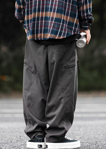 Zip Cotton Pockets Up Spring Men Dark Pants Gray New FashionChic