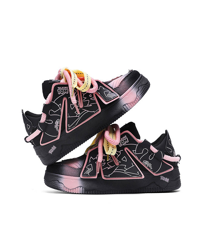 Splicing Up Platform Lace Black Flat Shoes Fashion New FashionChic