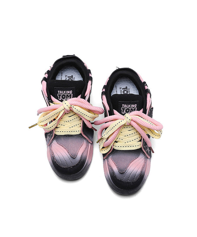 Splicing Up Platform Lace Black Flat Shoes Fashion New FashionChic