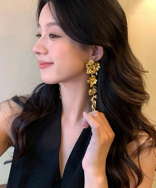 New Floral Earrings Copper Tassel Overgild Drop Gold FashionChic