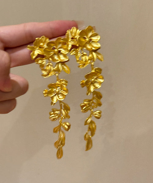 New Floral Earrings Copper Tassel Overgild Drop Gold FashionChic