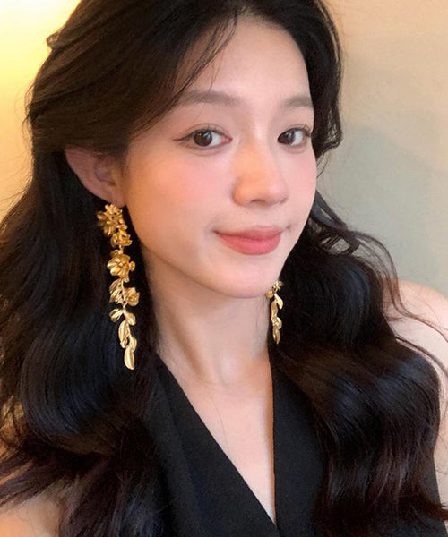 New Floral Earrings Copper Tassel Overgild Drop Gold FashionChic