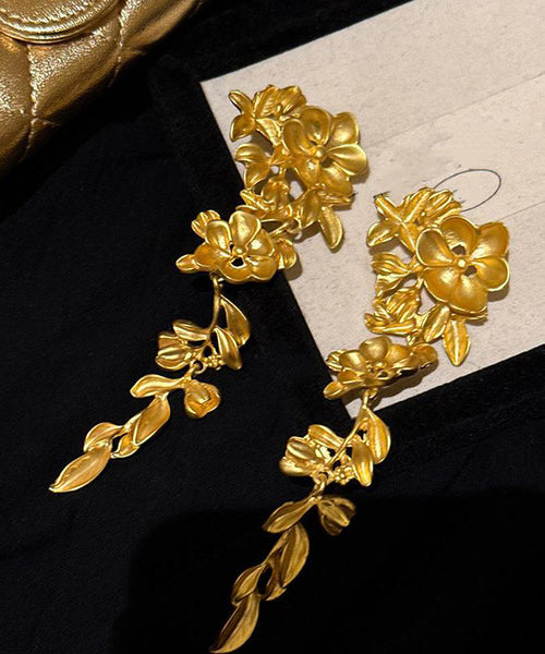 New Floral Earrings Copper Tassel Overgild Drop Gold FashionChic