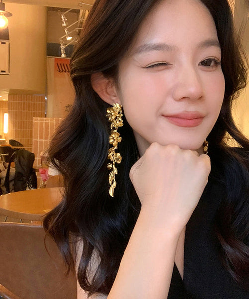 New Floral Earrings Copper Tassel Overgild Drop Gold FashionChic