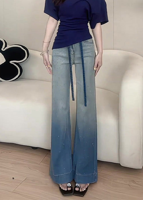 Wide Denim New Color Gradient Zircon Pants Fall Leg FashionChic