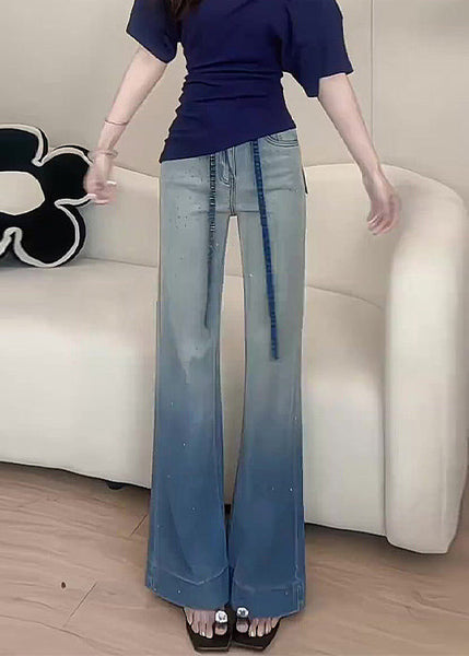 Wide Denim New Color Gradient Zircon Pants Fall Leg FashionChic