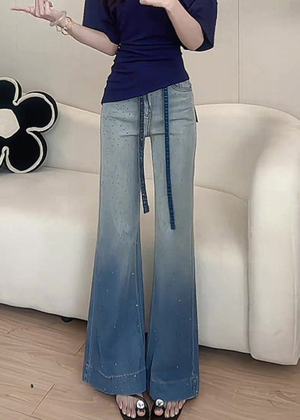 Wide Denim New Color Gradient Zircon Pants Fall Leg FashionChic