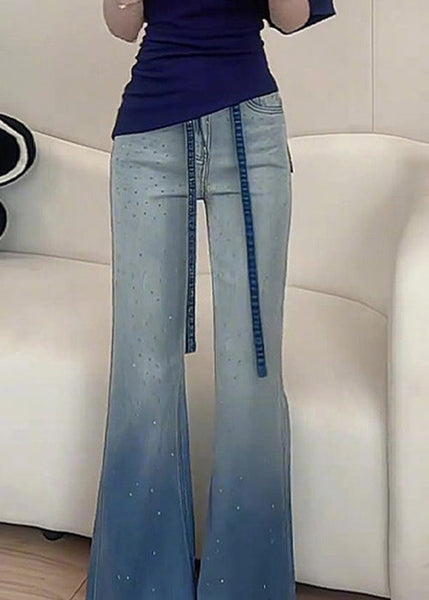 Wide Denim New Color Gradient Zircon Pants Fall Leg FashionChic