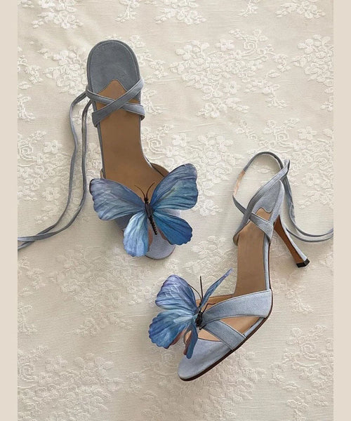 Butterfly Sandals New Lace Flower Green Stiletto Up FashionChic