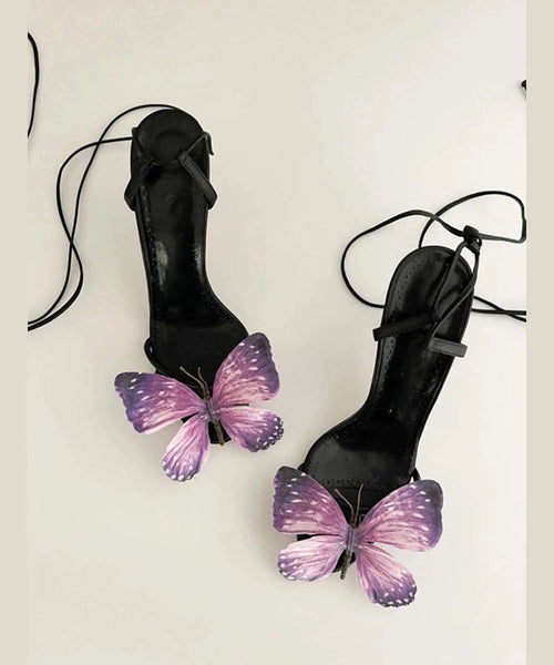 Butterfly Sandals New Lace Flower Green Stiletto Up FashionChic