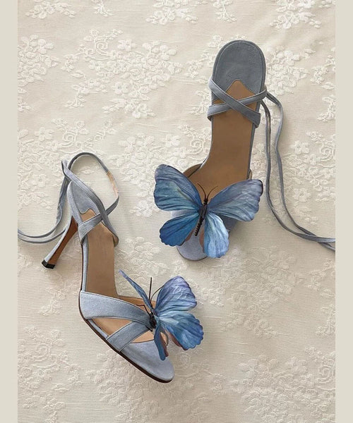 Butterfly Sandals New Lace Flower Green Stiletto Up FashionChic