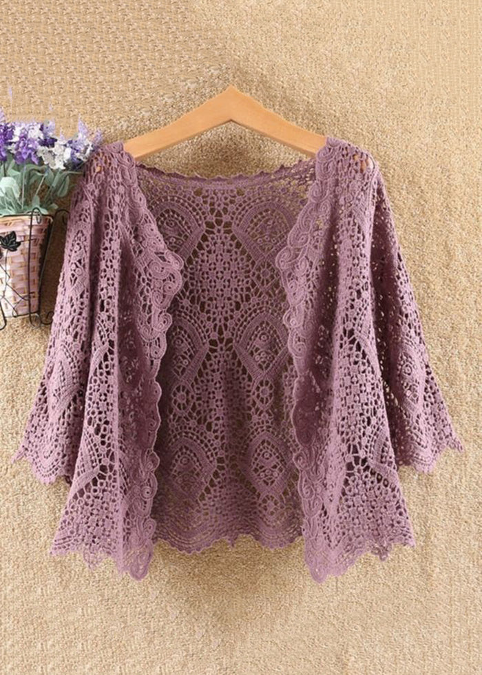 New Green Hollow Out Solid Cotton Knit Cardigans Summer Ada Fashion