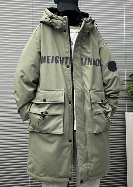 New Green Hooded Letter Pockets Duck Down Men Down Coat Winter RM019 ABC
