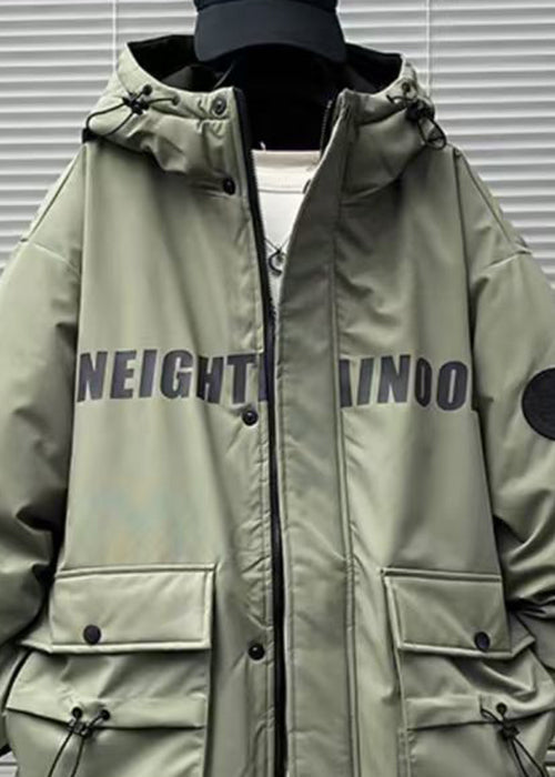 New Green Hooded Letter Pockets Duck Down Men Down Coat Winter RM019 ABC