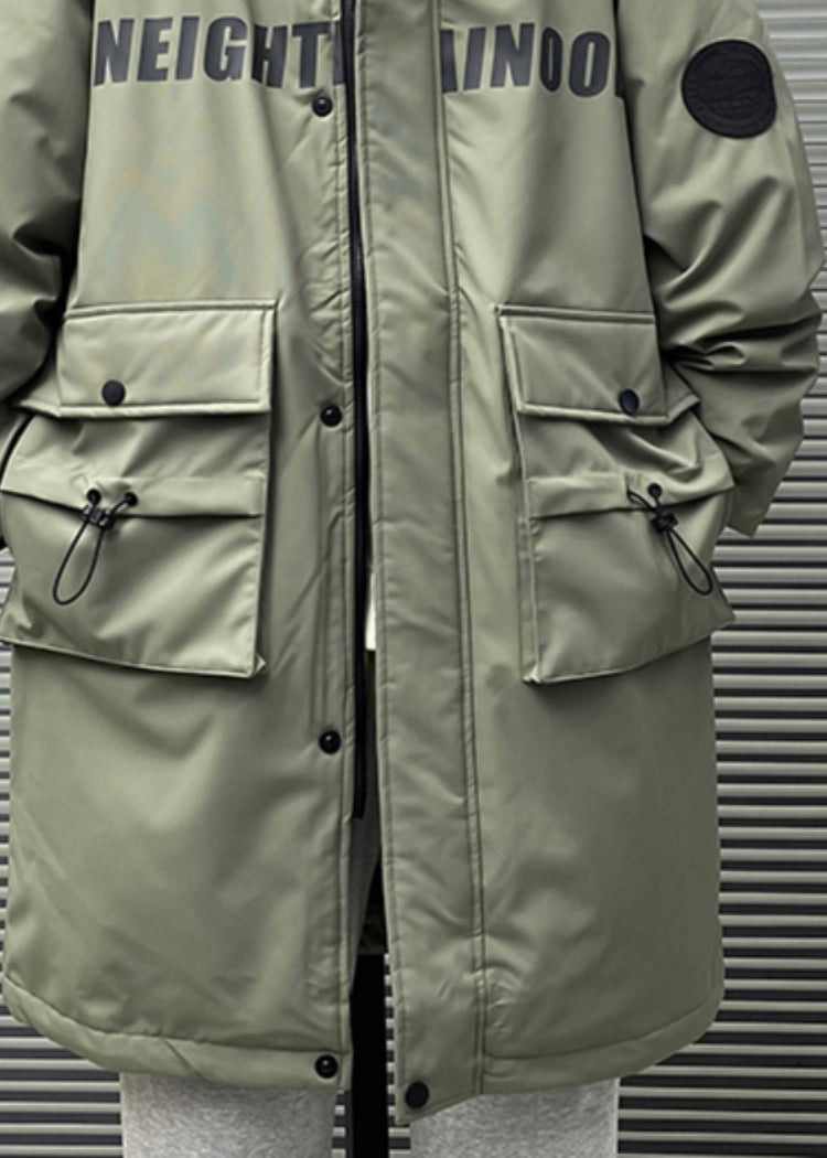 New Green Hooded Letter Pockets Duck Down Men Down Coat Winter RM019 ABC