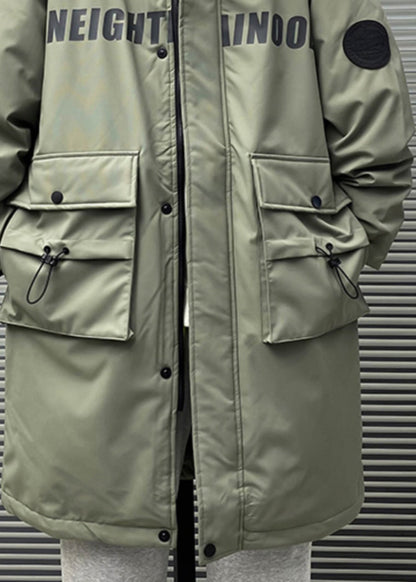 New Green Hooded Letter Pockets Duck Down Men Down Coat Winter RM019 ABC