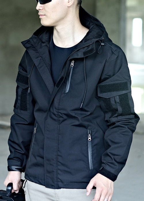 Cotton Spring Hooded Drawstring New Men Zippered Green Coat FashionChic