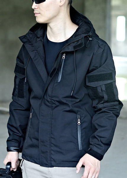 Cotton Spring Hooded Drawstring New Men Zippered Green Coat FashionChic