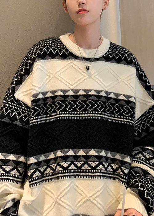 New Green O Neck Cozy Patchwork Knit Men Sweaters Fall QH032 MENSW241019