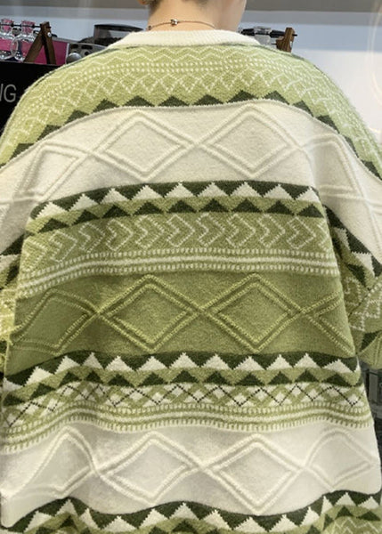 New Green O Neck Cozy Patchwork Knit Men Sweaters Fall QH032 MENSW241019