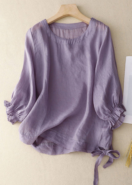 New Green O Neck Lace Up Cotton Shirt Bracelet Sleeve GG042 MZF-HTP240610